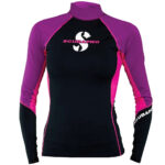 Scubapro UPF 80 Rashguard T-Flex Top Langarm, Damen - Schwarz/lila/rosa